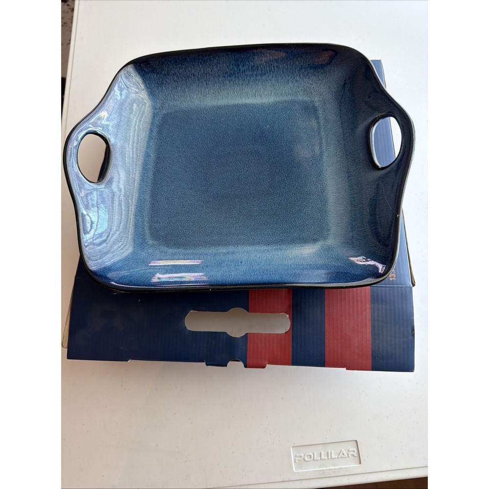 Basque Ceramique Andalusian Blue Stoneware 13.5" Square Baking Dish New in Box!